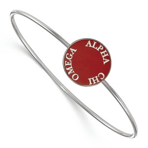 Black Bow Jewelry Sterling Silver Alpha Chi Omega Greek Life Bangle Bracelet 7 Inch - 1 of 3