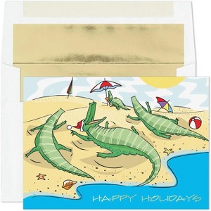 Masterpiece Studios Warmest Wishes Holiday Collection 16 Cards/Foil-Lined Envelopes, Gator Wishes, 5.6" x 7.8" - 1 of 1