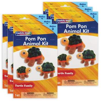 Creativity Street Pom Pon Animal Kit, Turtle Family, Assorted Sizes, 3 Turtles Per Kit, 6 Kits