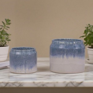 KTMBDW 8/6'' Modern Ceramic Planter Set of 2, Indoor-Outdoor Planter with Gradient Design for Patio, Garden, Windowsill - 1 of 4