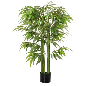 Aghana Digitals 4.5FT Faux Bamboo Tree with 780 Leaves, PE Moss & Cement Soil in Nursery Pot - - 1 of 4