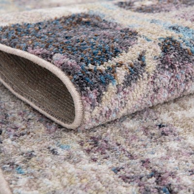 4' x 6' Blue Abstract Stain-Resistant Synthetic Rug