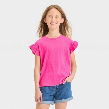 Girls' Flutter Sleeve Textured Knit T-Shirt - Cat & Jack™