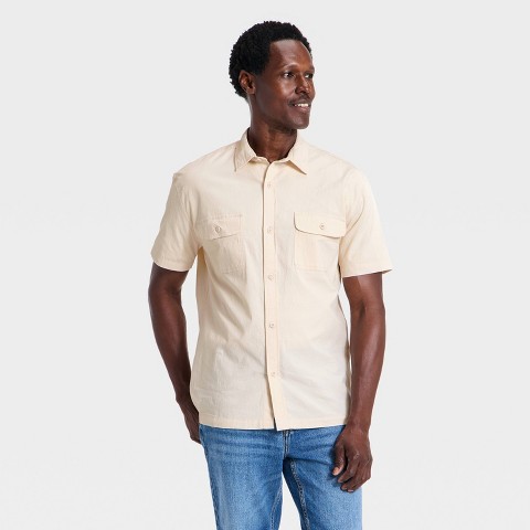 Мужские рубашки Goodfellow & Co Men's Vintage Short Sleeve Button-Down Shirt - Goodfellow & Co™ Cream L