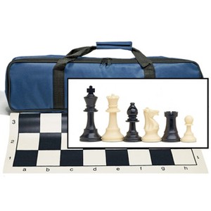 Complete Tournament Chess Set – Plastic Chess Pieces with Roll-up Chess Board and Travel Canvas Bag - 1 of 4