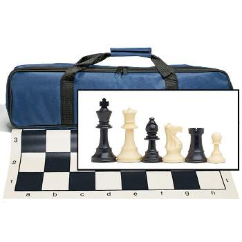 Complete Tournament Chess Set – Plastic Chess Pieces with Roll-up Chess Board and Travel Canvas Bag