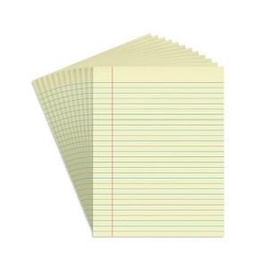 Staples 8-1/2" x 11" Canary Glue-Top Notepad Wide Ruled 12/Pack 154138 - 1 of 4