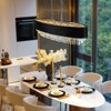 DOMETOUR 39'' Modern Crystal Chandelier, Black Velvet Shade, Adjustable Height, 8-Light G9 Base - 3 of 4