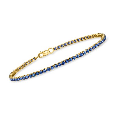 Pure Collection by Ross-Simons 1.80 ct. t.w. Lab-Grown Sapphire Tennis Bracelet in 18kt Gold Vermeil Size 7
