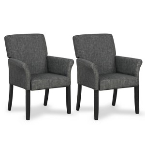 Costway Set of 2 Arm Chair Guest Chair Home Office w/ Wooden Legs - 1 of 4