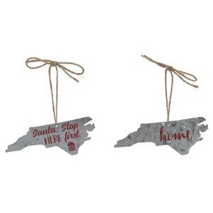 Transpac Galvanized Metal North Carolina Ornament Set of 2 Christmas Home Decorations - 1 of 1