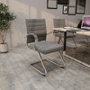 LeisureMod Benmar Guest Office Chair, Ribbed Leather Upholstery with Chrome Arms and Sled Base, Modern Desk Seating for Home or Conference Room - 3 of 4