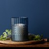 Melrose Blue Ribbed Glass Vase or Candle Holder 8"H - 2 of 3