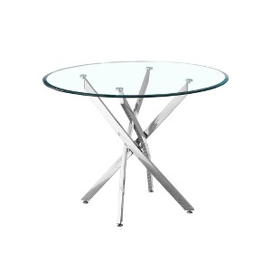 NicBex Modern 36Inch Round Dining Table with Tempered Glass Tabletop and Stainless Steel Legs - 1 of 4