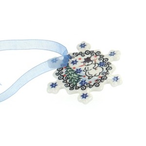 Blue Rose Polish Pottery A88-Ceramika Artystyczna Snowflake Ornament - 1 of 1