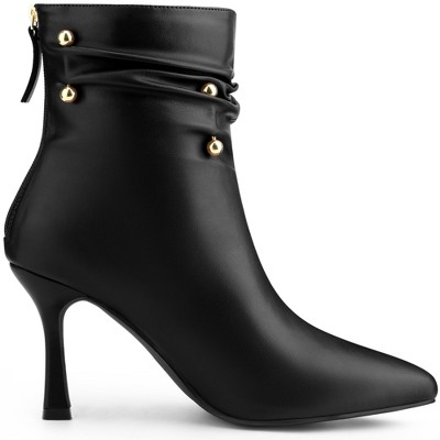 BLISSFUL STEP Pointed Toe Stiletto Heel Slouch Ankle Boots for Women