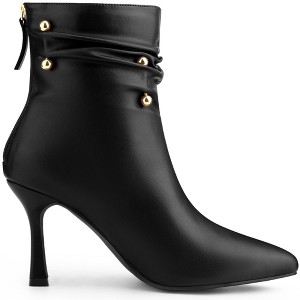BLISSFUL STEP Pointed Toe Stiletto Heel Slouch Ankle Boots for Women - 1 of 4