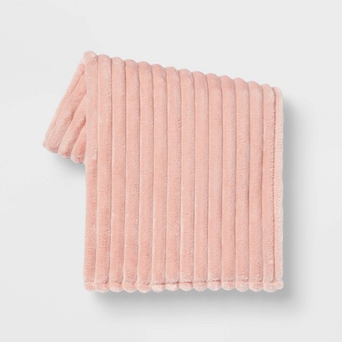 Ribbed Plush Throw Blanket Blush Room Essentials Target