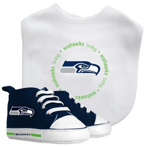 Baby Fanatic 2 Piece Bid and Shoes - NFL Seattle Seahawks - White Unisex Infant Apparel - 1 of 3