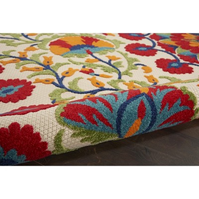 Red and Multicolor Floral Synthetic Rectangular Area Rug 7'10" x 10'6"
