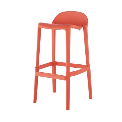 Salmon Saddle Style 25" Resin Barstool with Anti-Skid Footpads