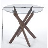 Homy Casa Round Glass Dining Table with Crossed Metal Base, Clear & Walnut - 3 of 4