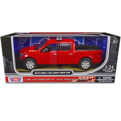 2019 Ford F-150 Lariat Crew Cab Pickup Truck Unmarked Fire Department Red  1/24 Diecast Model Car by Motormax