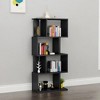 4 Tier Bookshelf, Tall Geometric Bookcase, Wooden Standing Shelf, Modern S-Shaped Decorative Storage Shelving For Bedroom, Living Room, Home Office - 4 of 4