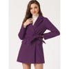 INSPIRE CHIC Women's Notch Lapel Double Breasted Belted Mid Long Outwear Winter Coat - 2 of 4