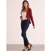 Allegra K Women's Long Sleeve Buttons Stretchy Ruffle V Neck Sweater Cardigan - 4 of 4