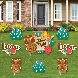 Big Dot of Happiness Tropical Luau - Yard Sign and Outdoor Lawn Decorations - Hawaiian Beach Party Yard Signs - Set of 8 - 1 of 4