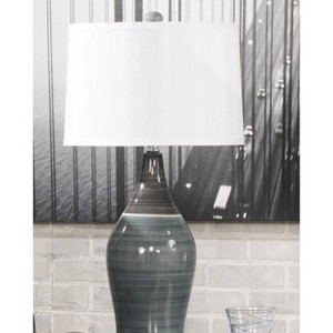 Set of 2 Niobe Table Lamps Gray - Signature Design by Ashley: Ceramic Base, 28" Height, Drum Shade, UL Listed - 1 of 3