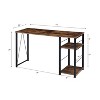 INFURNIC Writing Desk Modern Rectangular Desk with 2-Tier Shelf and Open Metal Base for Home Office, Black Brown, 19"*47"*28" - 3 of 4
