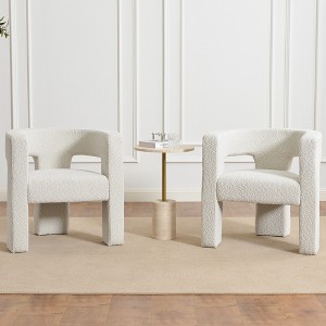 KINWELL 28" Wide Boucle Upholstered Square Armchair (Set of 2) - 1 of 4