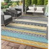 Outdoor Modern Stripe Foldable Picnic Mat With Storage Bags Abstract Plastic Straw Rug Erasable Carpet for Camping Garden Backyard - 3 of 4