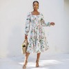 Knit & Lounge Women’s Smocked Bodice Long Sleeve Tiered Midi Dress Romantic Floral Print Belted - 4 of 4