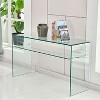 Lirago Tempered Clear Glass Console Table-Rounded Edge Sofa Table for Living Room Office & Home Office 13.7"D * 43.3"L * 29.5"H - 3 of 4