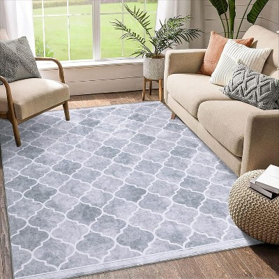 Acekool Washable Runner Rug 2x6: Non-Slip Boho Geometric Rug for Kitchen, Hallway & Entry – Navy Blue, Foldable Design