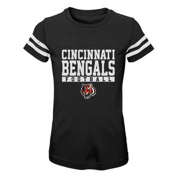 NFL Cincinnati Bengals Girls' Short Sleeve Stripe Fashion T-Shirt