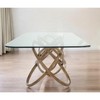 HomeRoots 94" Clear And Natural Glass And Solid Wood Pedestal Base Dining Table - 2 of 2