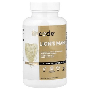 fitcode Lion's Mane, 60 Veggie Capsules (500 mg per Capsule) - 1 of 4
