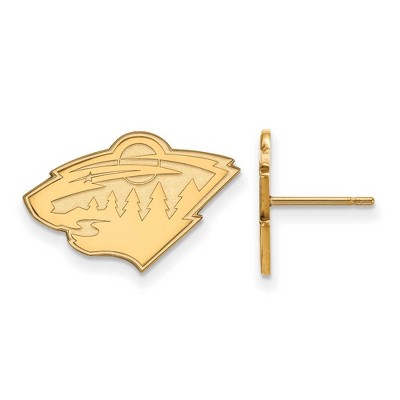 Black Bow Jewelry 14k Yellow Gold Minnesota Wild NHL Stud Earrings