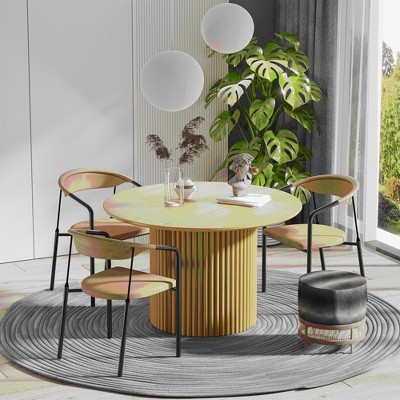 Lirago Solid Wood 46'' Round Dining Table for 4 People Nordic style 46*46 Natural