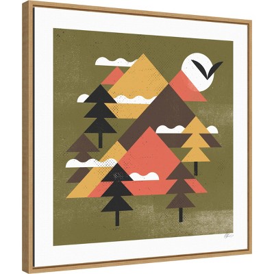 22" x 22" Abstract Landscape Canvas in Green and Orange