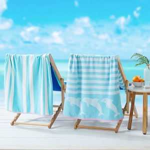 2pk 30" x 60" Print and Stripe Cotton Beach Towels - Great Bay Home - 1 of 4