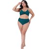 Agnes Orinda Women's Plus Size Two Piece Tie High Waisted Tummy Control V Neck Bikini Set - 3 of 4