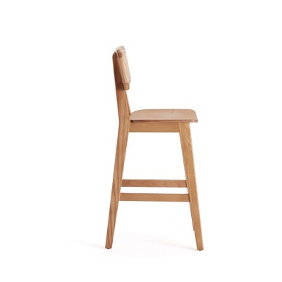 Natural Ash Wood and Cane Counter Height Dining Chair