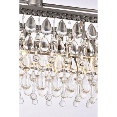 Nordic Antique Silver 6-Light Crystal Island Pendant