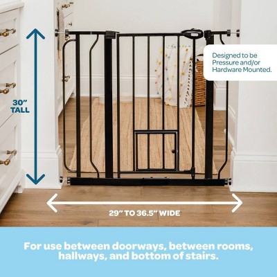 Carlson Pet Extra Wide Gate with Pet Door - Black