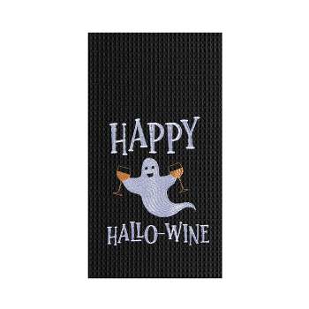 C&F Home Happy Hallo-Wine Halloween Embroidered Cotton Waffle Weave Kitchen Towel